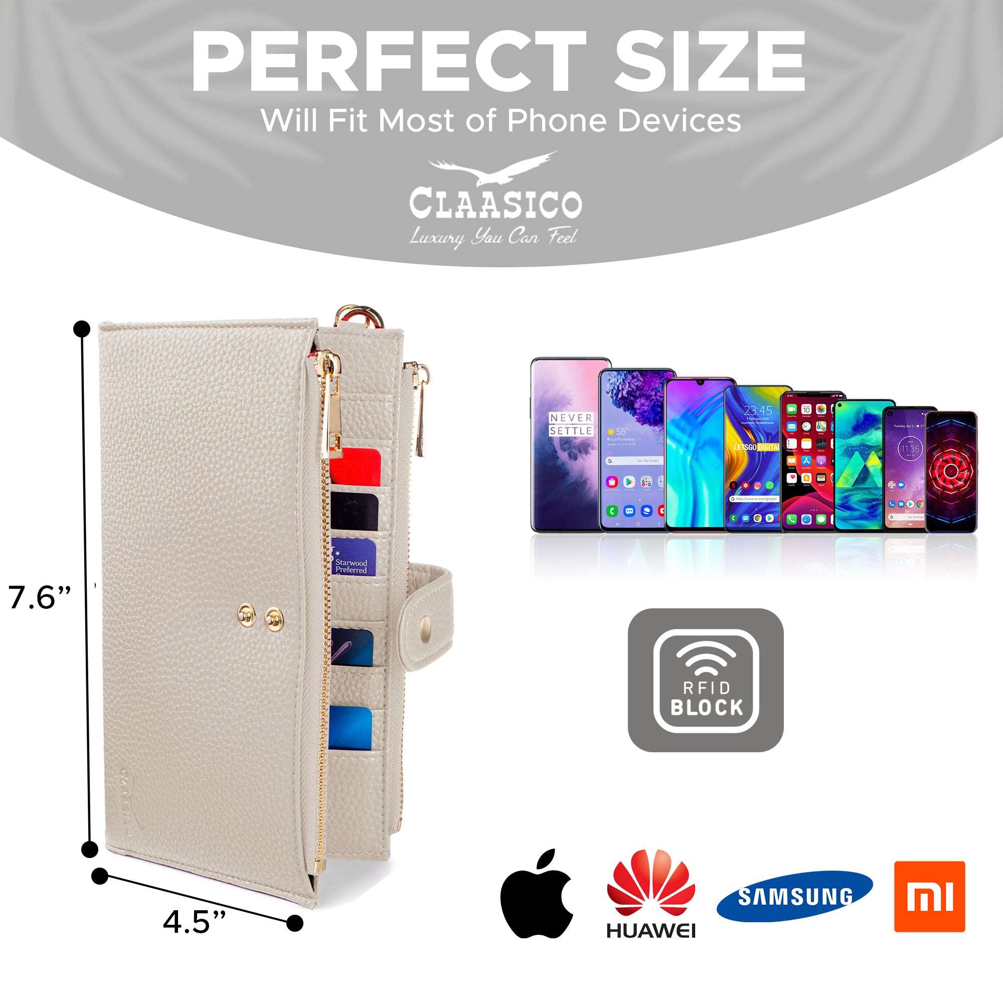 Women’s RFID wristlet wallet phone holder