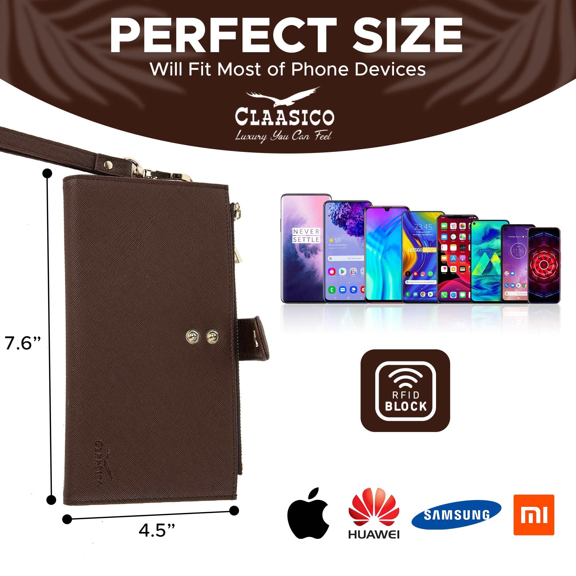 Women’s RFID wristlet wallet phone holder