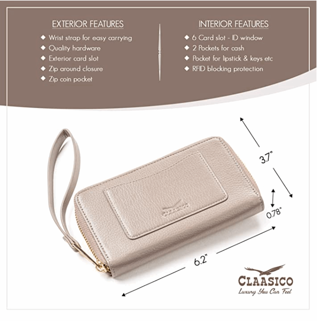 Small Slim Wristlet Wallet