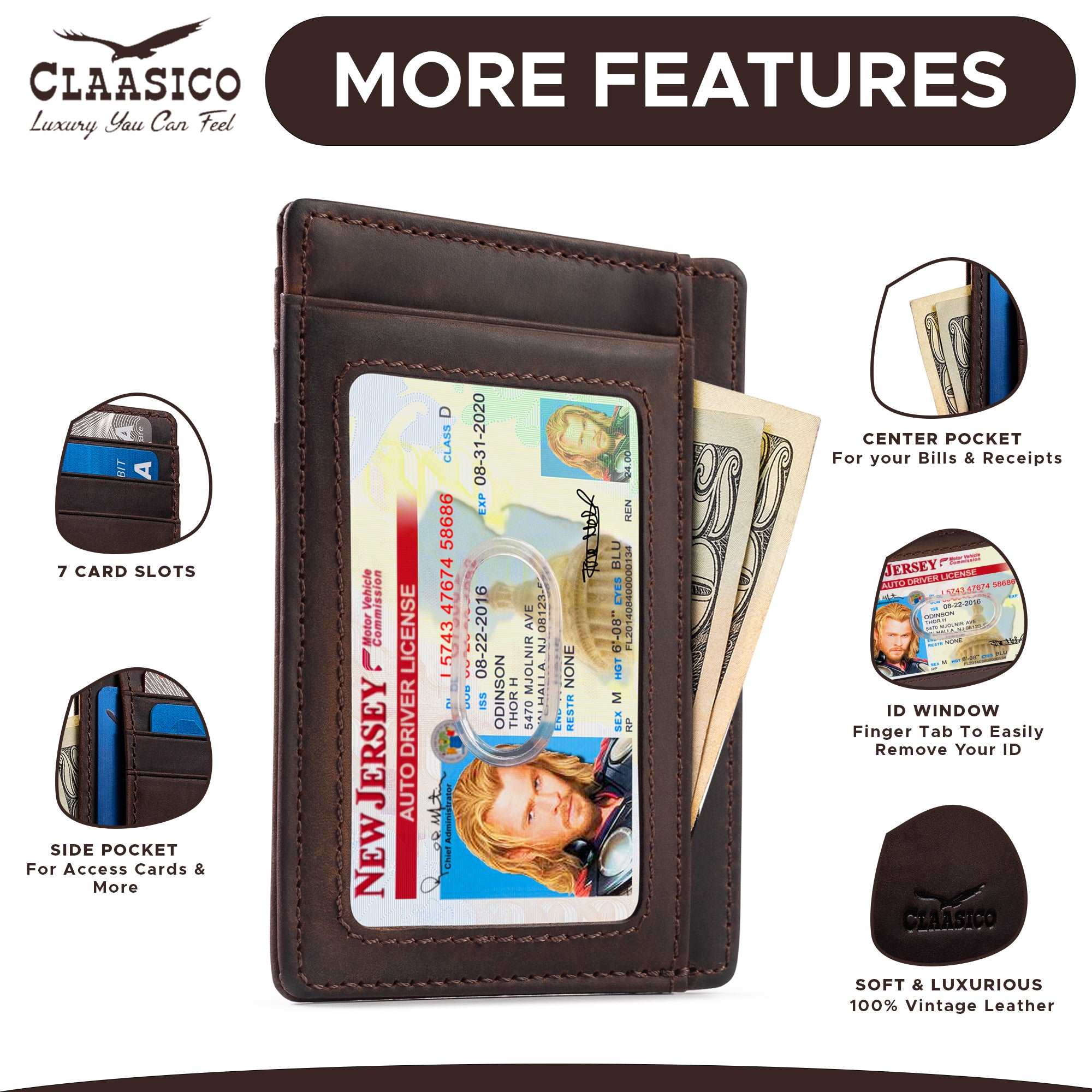 Front Pocket Minimalist Leather card holder Wallet. - claasico.com