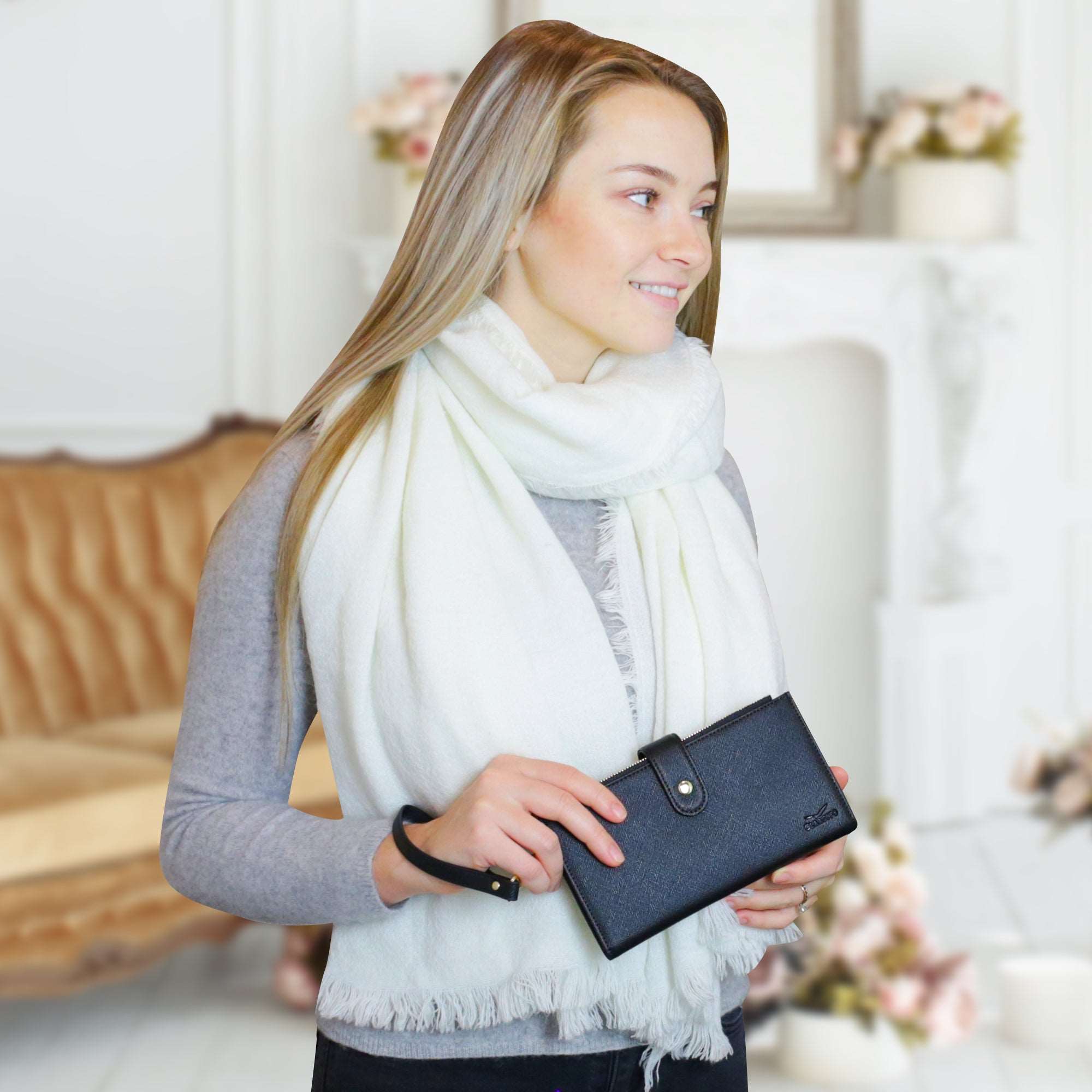 Women’s RFID wristlet wallet phone holder