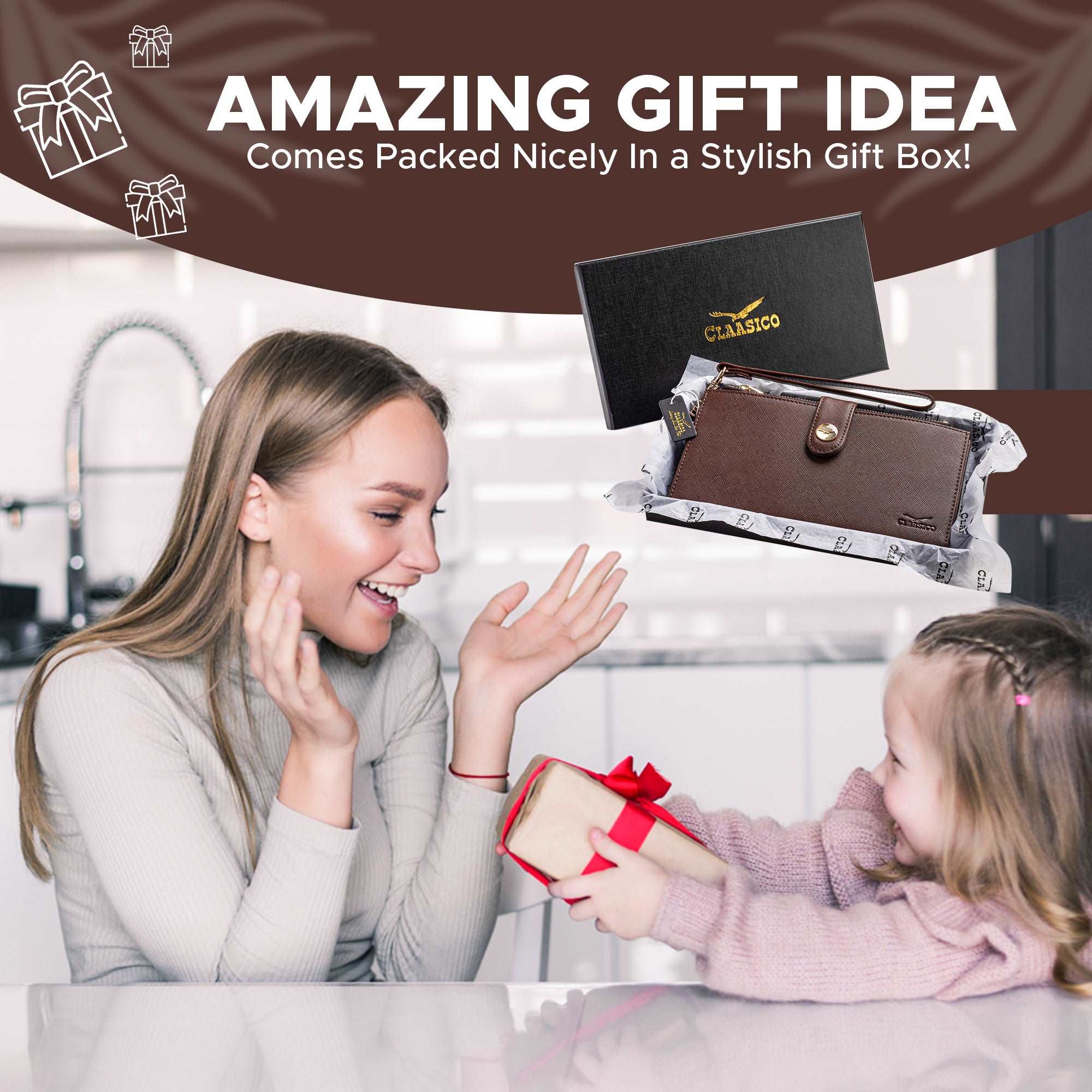 Women’s RFID wristlet wallet phone holder