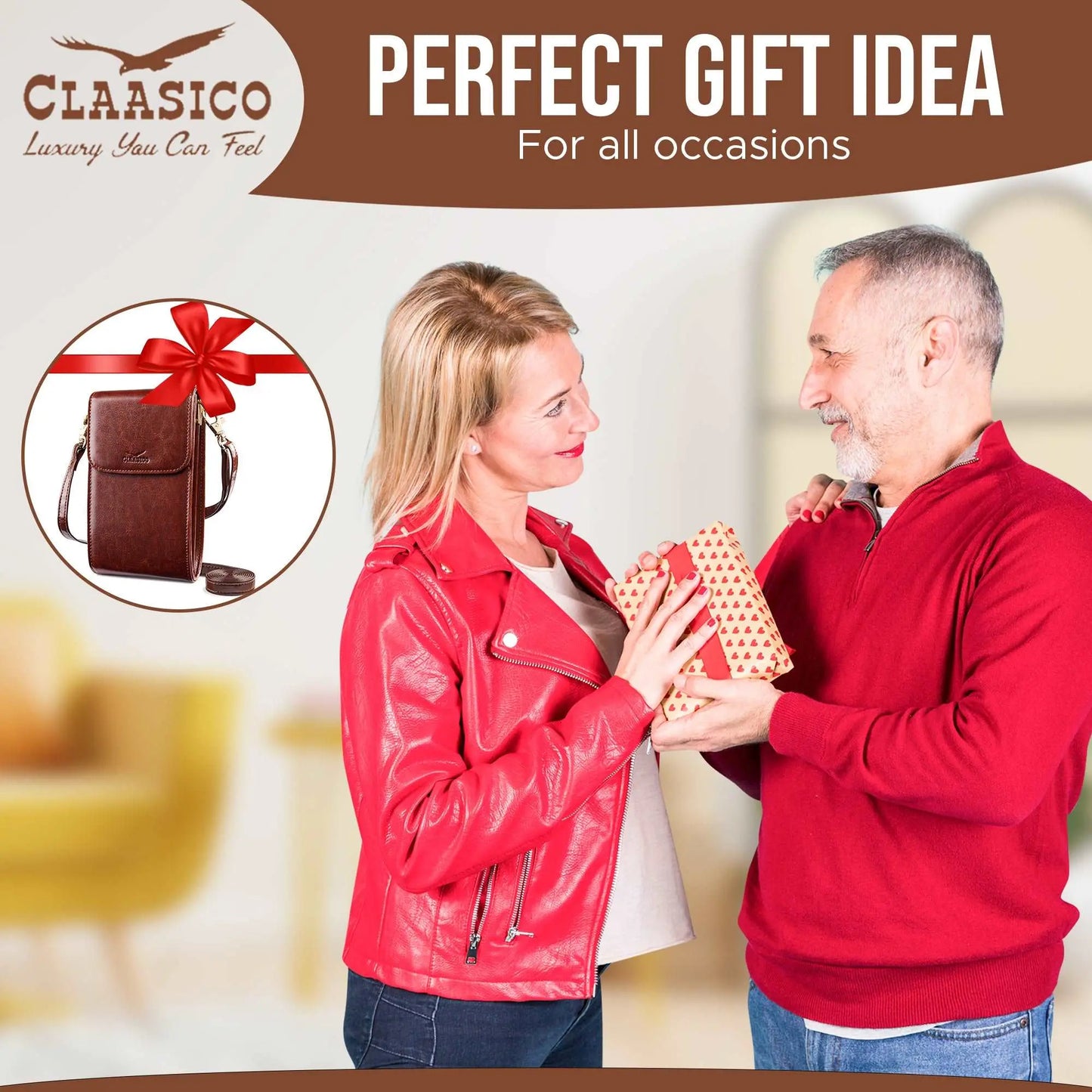 Small Crossbody Phone Wallet for Women - Coffee