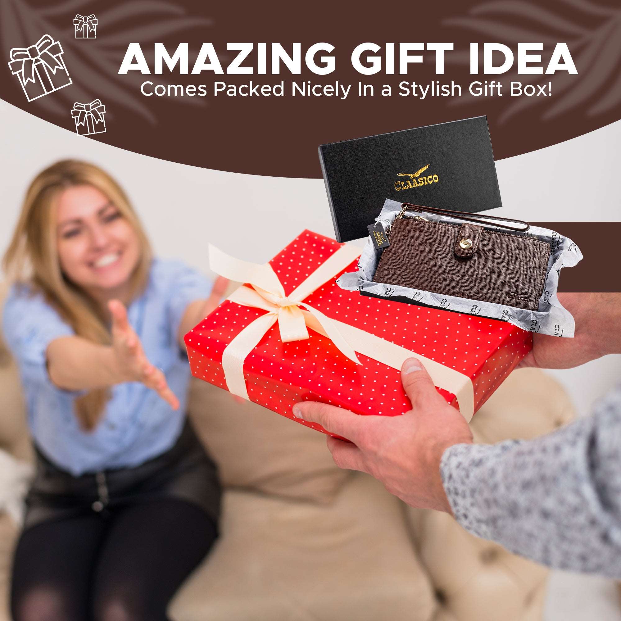 Women’s RFID wristlet wallet phone holder