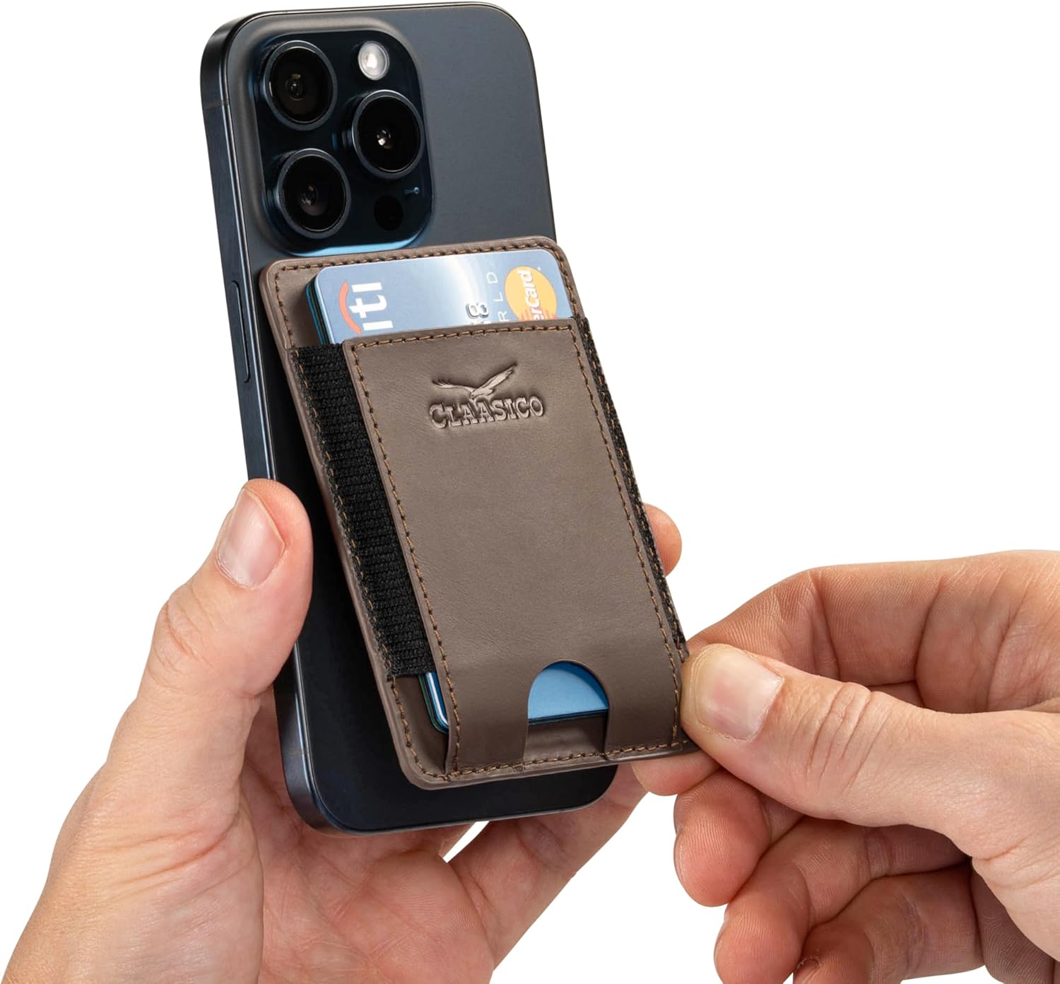 Claasico MagSafe Wallet for Men | Slim RFID Blocking Leather Card Holder with Pop-Up Mechanism