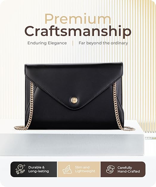 Stylish Envelope Clutch Purse for Women - Elegant Evening Bag with Detachable Chain