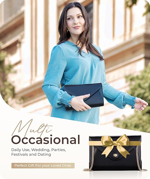 Stylish Envelope Clutch Purse for Women - Elegant Evening Bag with Detachable Chain