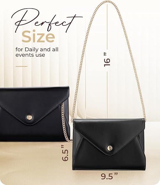 Stylish Envelope Clutch Purse for Women - Elegant Evening Bag with Detachable Chain