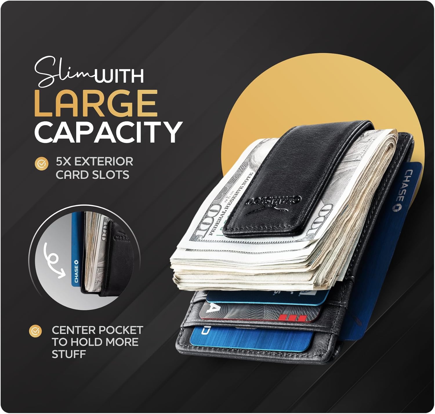 Money Clip Leather Wallet For Men