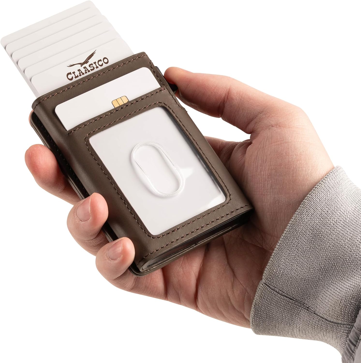 Claasico MagSafe Wallet for Men | Slim RFID Blocking Leather Card Holder with Pop-Up Mechanism