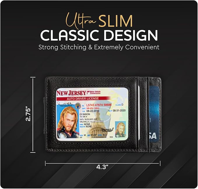 Slim Money Clip Leather Wallet