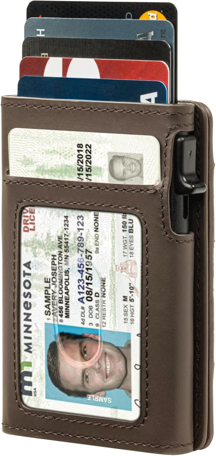 Claasico MagSafe Wallet for Men | Slim RFID Blocking Leather Card Holder with Pop-Up Mechanism