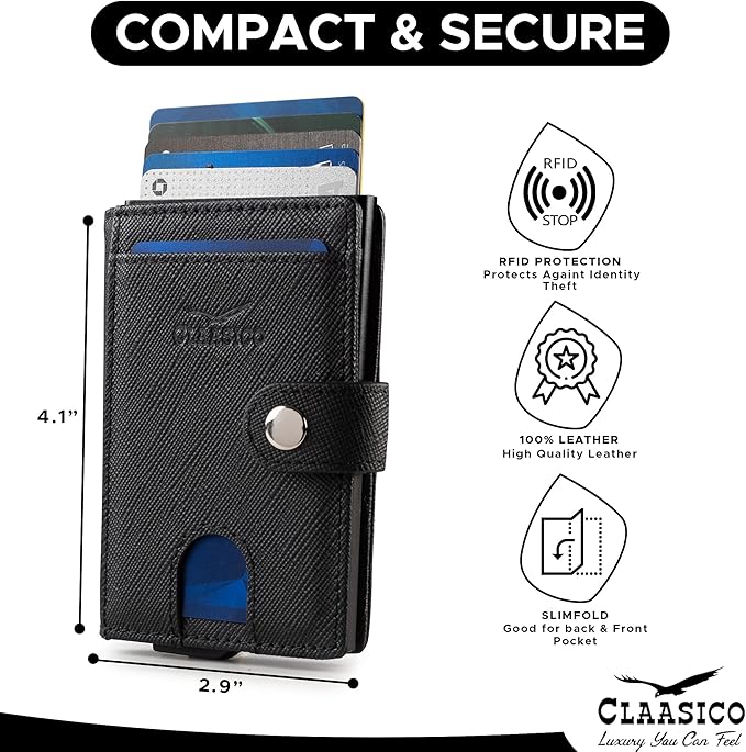 Pop Up Bifold Leather Wallet - Black Crossatch