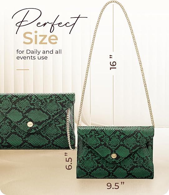 Stylish Envelope Clutch Purse for Women - Elegant Evening Bag with Detachable Chain