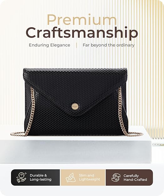 Stylish Envelope Clutch Purse for Women - Elegant Evening Bag with Detachable Chain