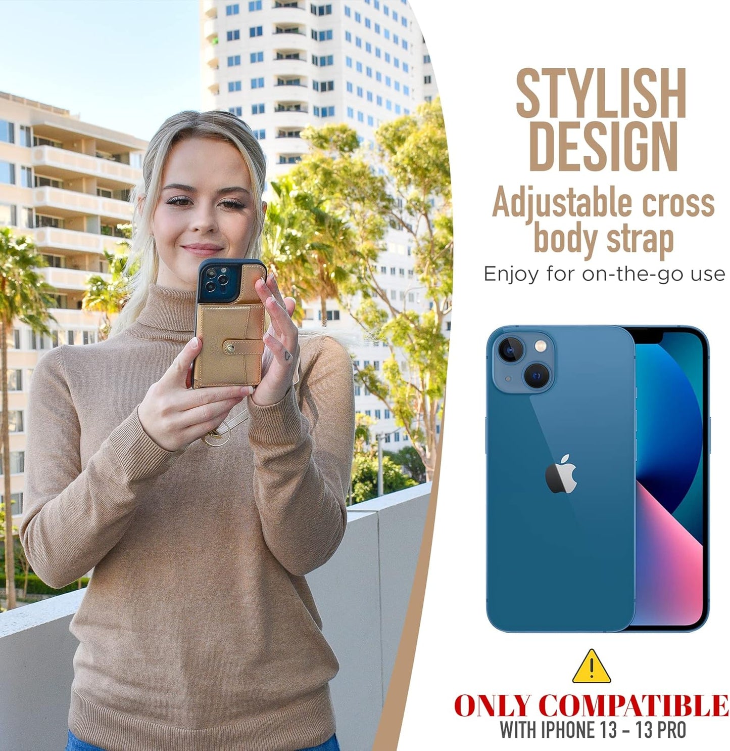 Claasico iPhone 13 Crossbody Wallet Case with RFID Protection