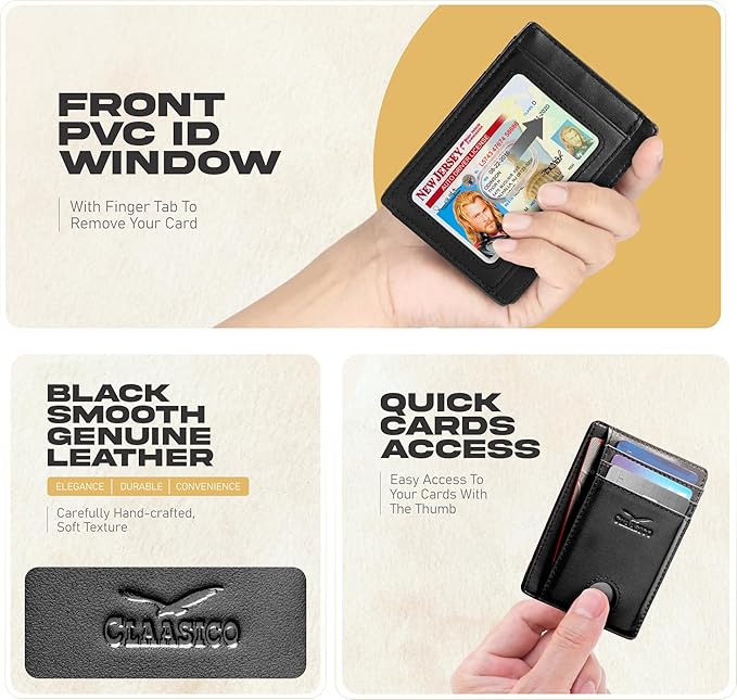 Front Pocket Minimalist Leather Card Holder Wallet