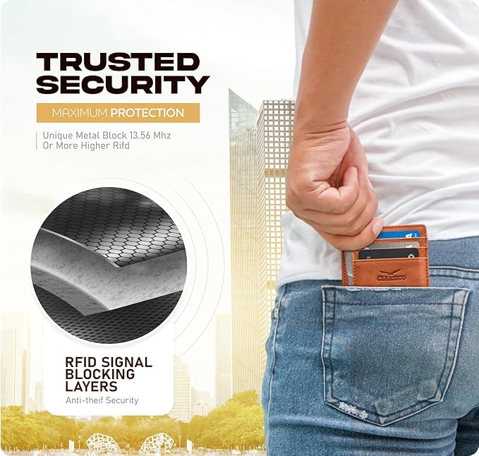 Front Pocket Minimalist Leather Card Holder Wallet