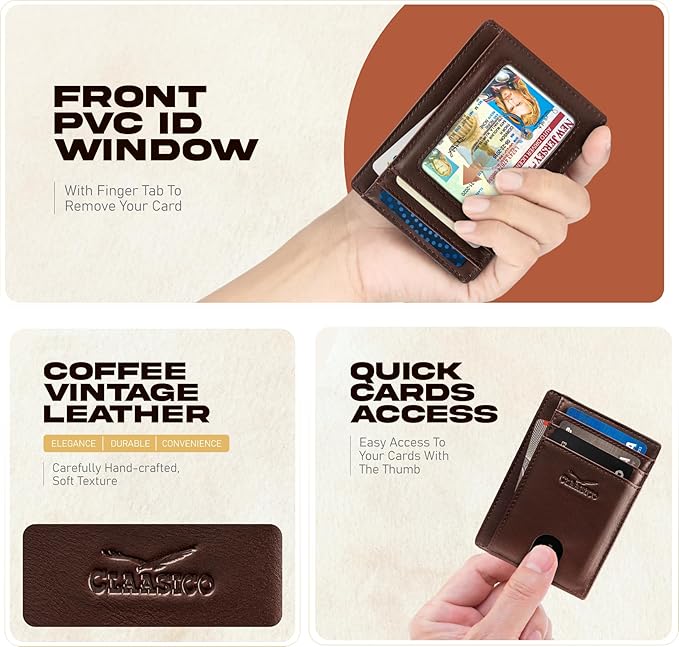Front Pocket Minimalist Leather Card Holder Wallet