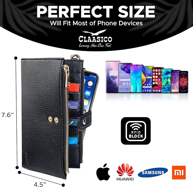 Women’s RFID wristlet wallet phone holder