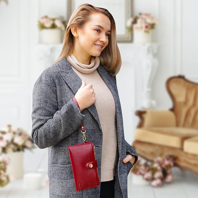 Women’s RFID wristlet wallet phone holder