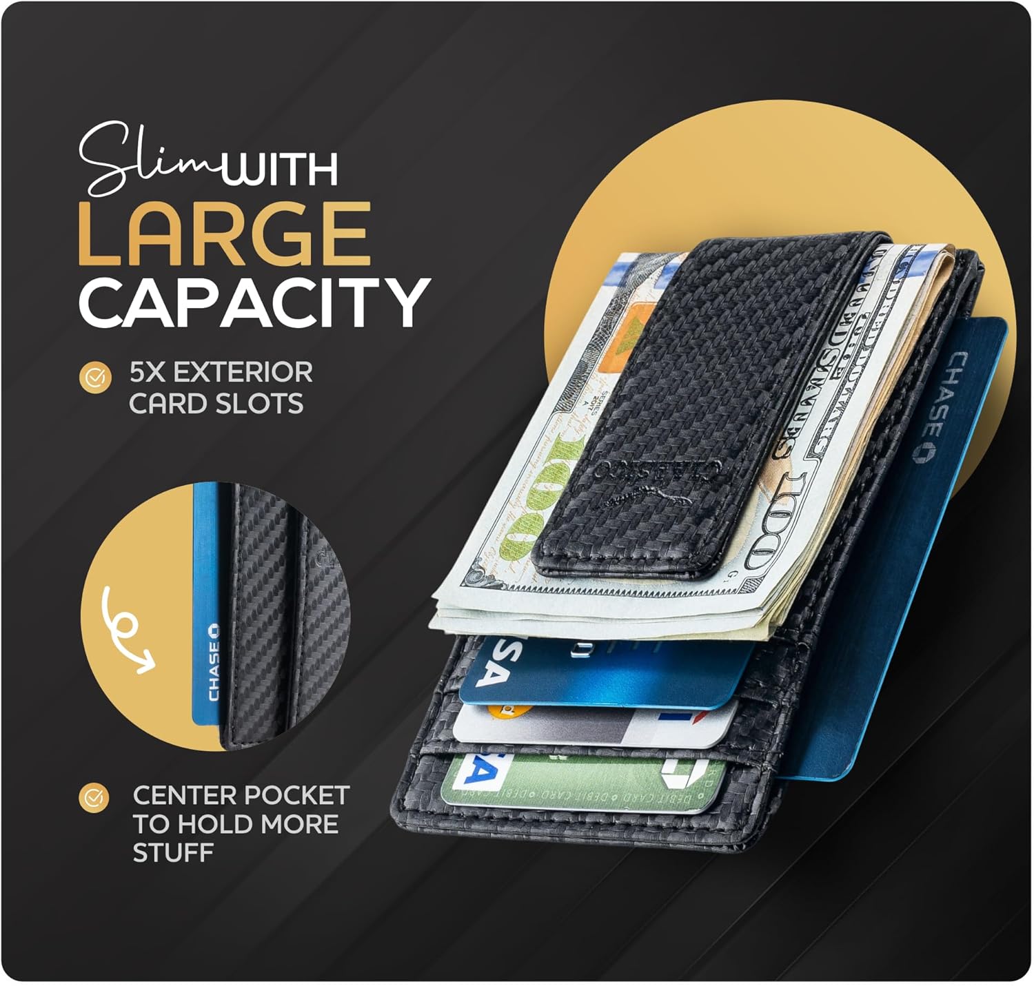 Money Clip Leather Wallet For Men