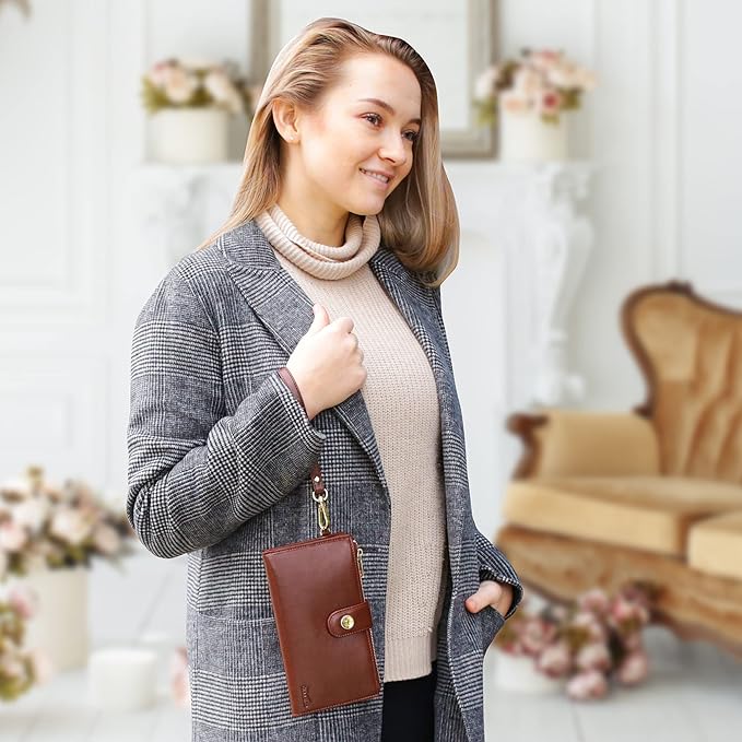 Women’s RFID wristlet wallet phone holder