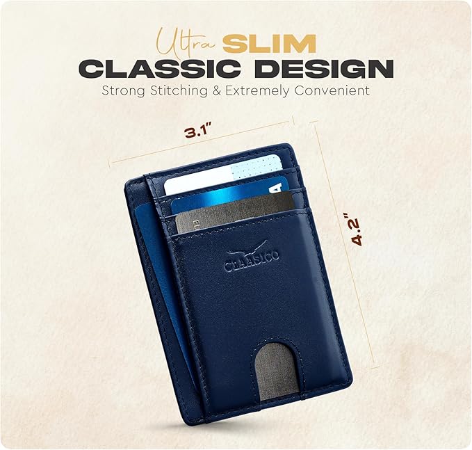 Front Pocket Minimalist Leather Card Holder Wallet
