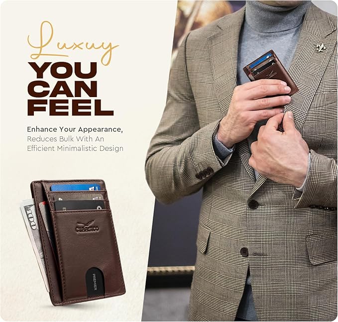 Front Pocket Minimalist Leather Card Holder Wallet