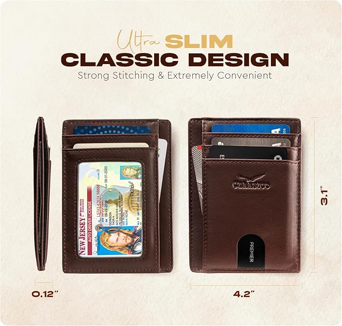 Front Pocket Minimalist Leather Card Holder Wallet