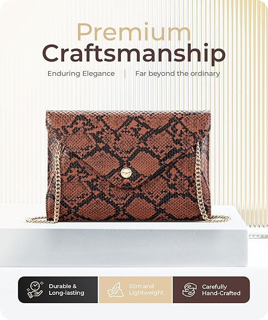 Stylish Envelope Clutch Purse for Women - Elegant Evening Bag with Detachable Chain