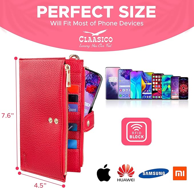 Women’s RFID wristlet wallet phone holder