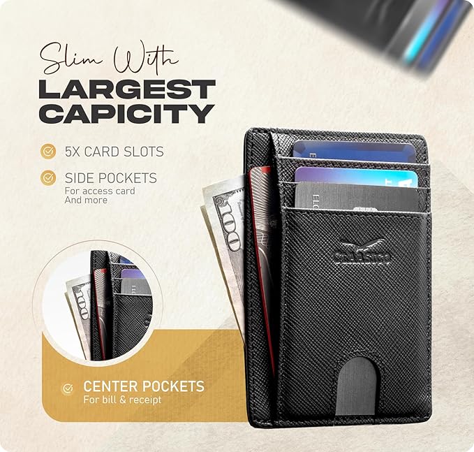 Front Pocket Minimalist Leather Card Holder Wallet