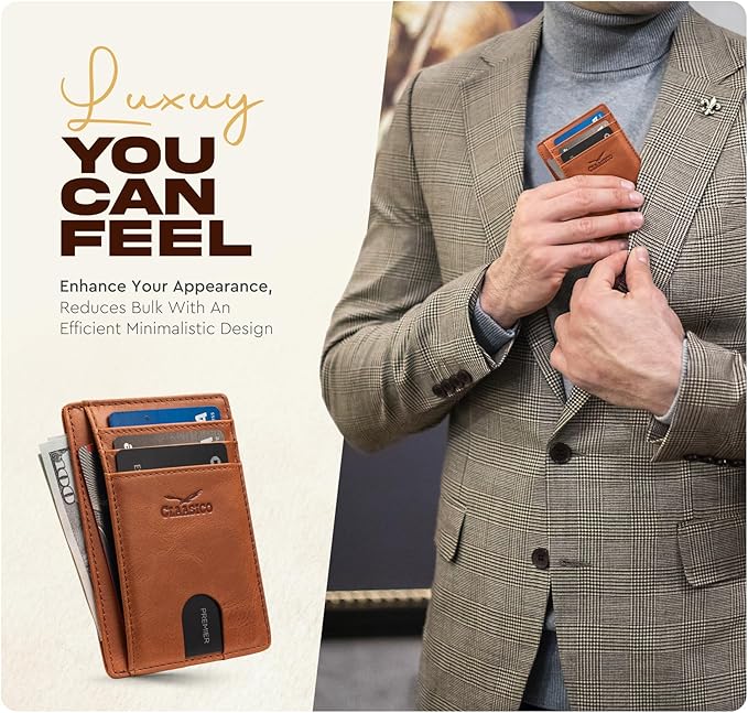Front Pocket Minimalist Leather Card Holder Wallet