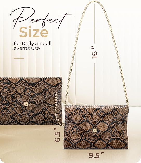 Stylish Envelope Clutch Purse for Women - Elegant Evening Bag with Detachable Chain