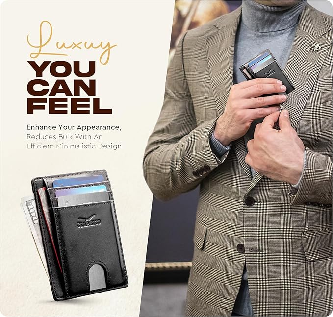 Front Pocket Minimalist Leather Card Holder Wallet