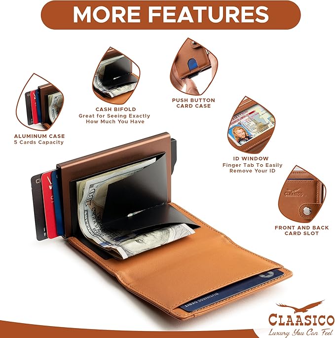 Pop Up Bifold Leather Wallet - Tan