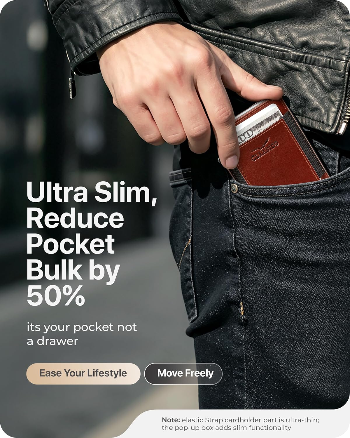 Claasico MagSafe Wallet for Men | Slim RFID Blocking Leather Card Holder with Pop-Up Mechanism