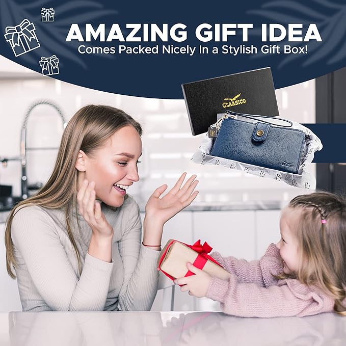 Women’s RFID wristlet wallet phone holder