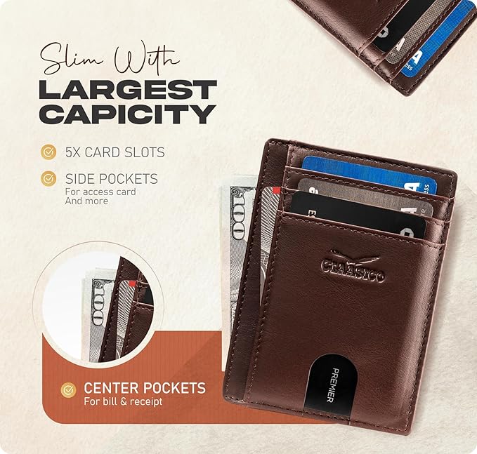 Front Pocket Minimalist Leather Card Holder Wallet