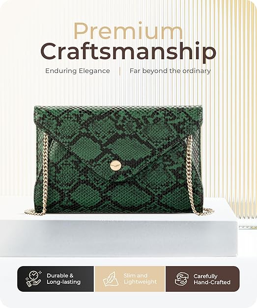 Stylish Envelope Clutch Purse for Women - Elegant Evening Bag with Detachable Chain