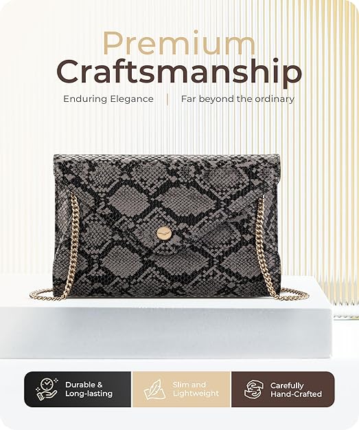 Stylish Envelope Clutch Purse for Women - Elegant Evening Bag with Detachable Chain