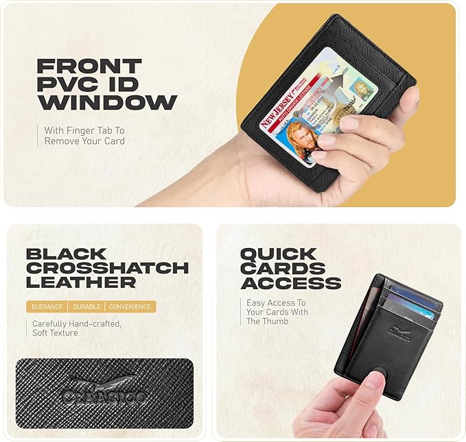 Front Pocket Minimalist Leather Card Holder Wallet