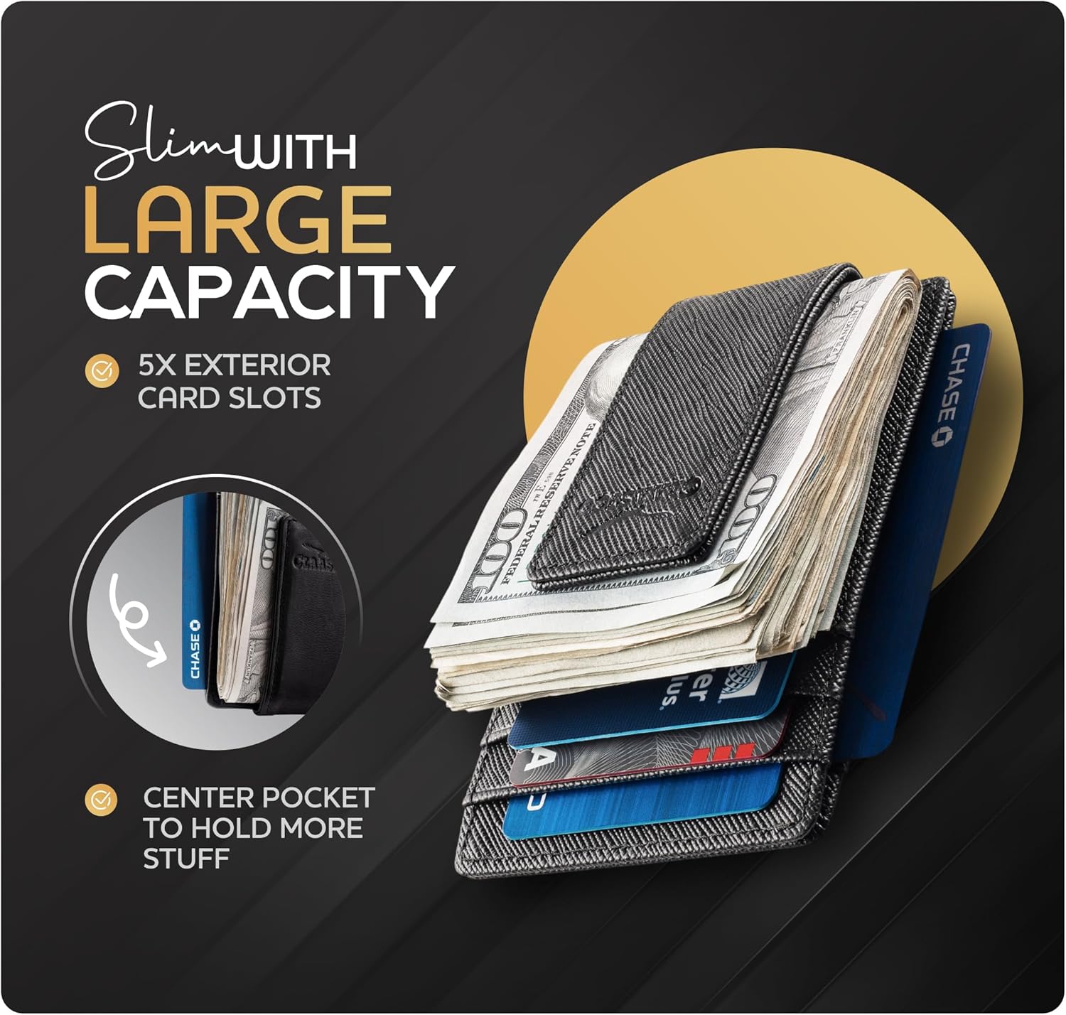 Money Clip Leather Wallet For Men