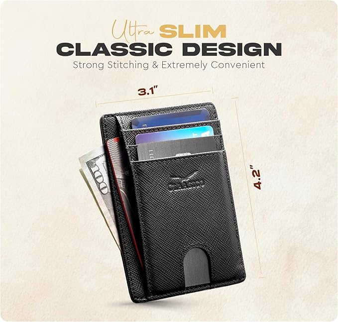 Front Pocket Minimalist Leather Card Holder Wallet