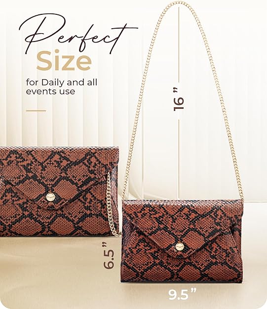 Stylish Envelope Clutch Purse for Women - Elegant Evening Bag with Detachable Chain