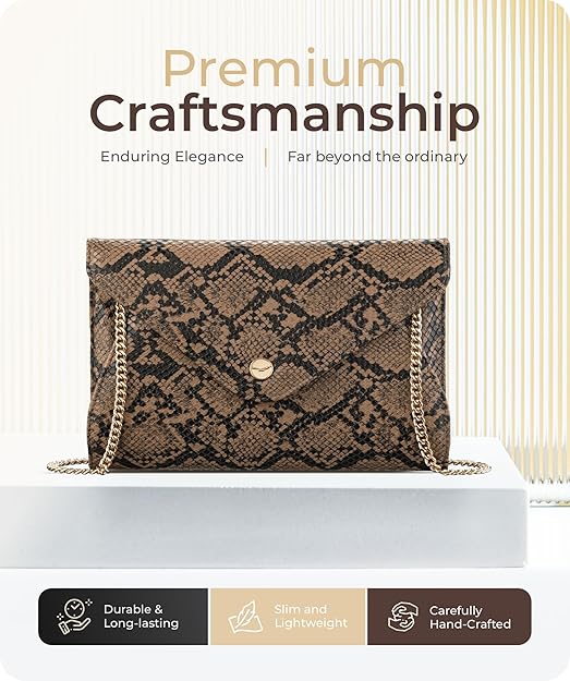 Stylish Envelope Clutch Purse for Women - Elegant Evening Bag with Detachable Chain
