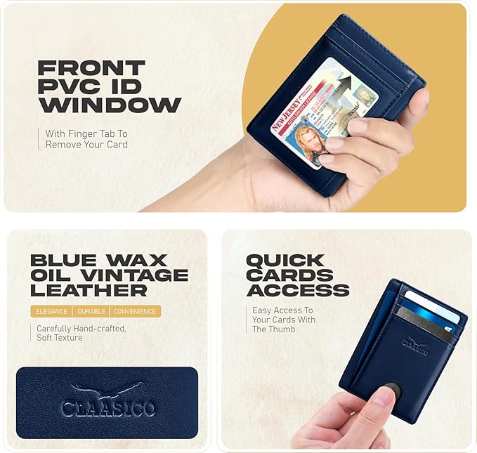 Front Pocket Minimalist Leather Card Holder Wallet