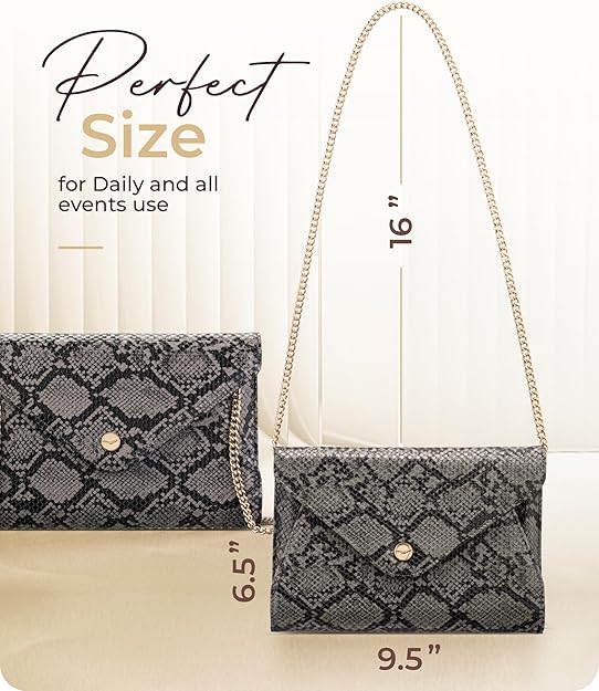 Stylish Envelope Clutch Purse for Women - Elegant Evening Bag with Detachable Chain