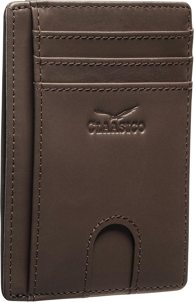 Front Pocket Minimalist Leather Card Holder Wallet
